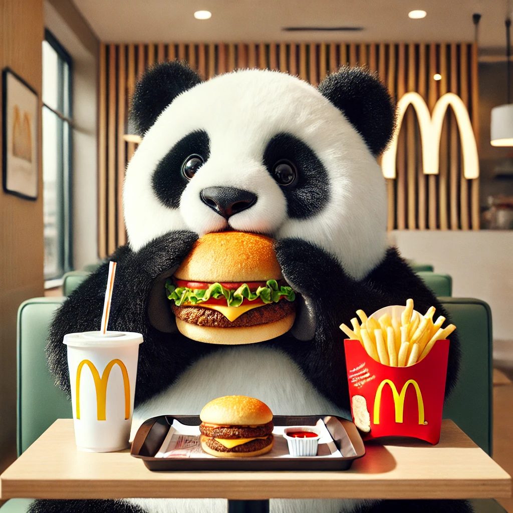 Panda mangeant un menu McDonald's